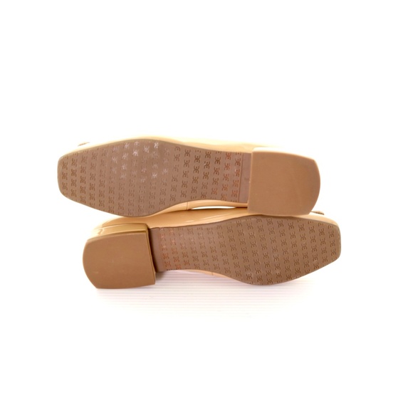 Sam Edelman Emina Square Toe Nude Shiny Flats 8M Like New Logo Classic Neutral - Picture 7 of 7